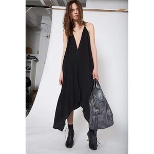 Caravana Uulab Halter Neck Cotton Dress Black One Size Asymmetrical Handcrafted